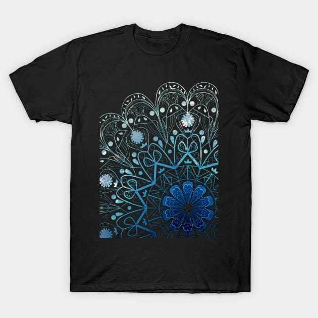 Mandala in Sea Green and Blue T-Shirt by RoxanneG